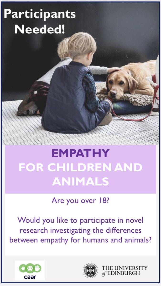 Human Animal Empathy UOE (@empathy_uoe) on Twitter photo #participant needed!
Our survey will close #soon!
If you are over 18 and would like to take part in our research studying #human and #animal #empathy.
please click on the link to the survey below.
reurl.cc/5r8Dvn
#Share and #retweet it with friends and family! #participant needed!
Our survey will close #soon!
If you are over 18 and would like to take part in our research studying #human and #animal #empathy.
please click on the link to the survey below.
reurl.cc/5r8Dvn
#Share and #retweet it with friends and family!