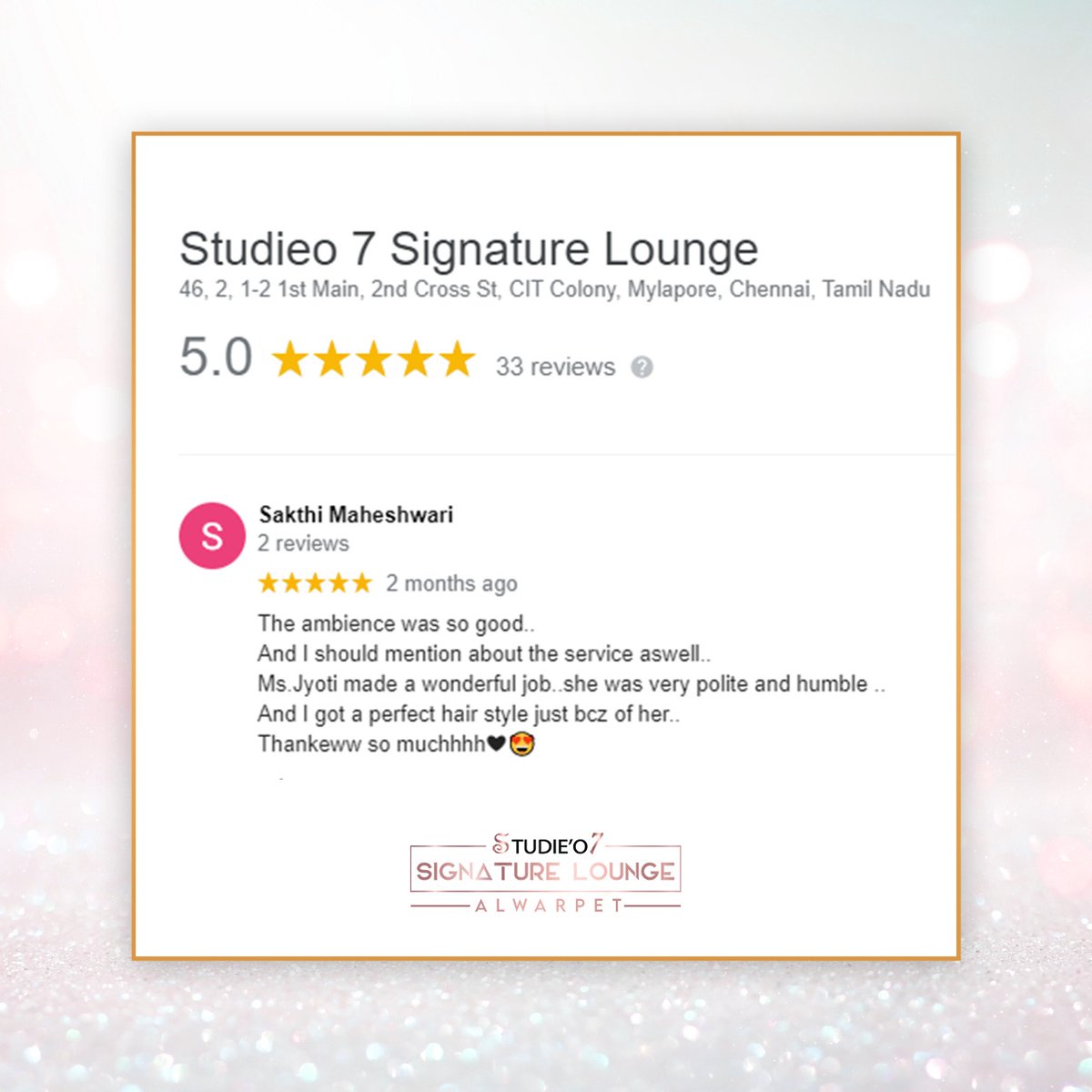 S7SLAlwarpet's tweet image. Thank you for taking your time to review us on Google ma'am. Your valuable feedback has helped us to grow and glow. We look forward to styling you again soon!
.
Call us for queries 044-23455080.
.
#studieo7 #salon #signaturelounge #alarpet #chennai #safesalon #haircut #alwarpet