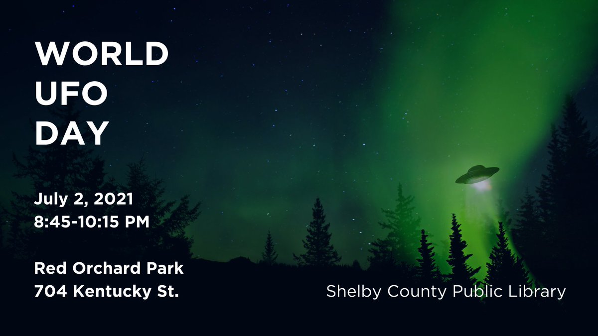 SCPLibraryKY's tweet image. Celebrate World UFO Day with SCPL tomorrow at Red Orchard Park! 

Please bring your own chair or blanket. This event will be canceled if it is raining.  

#Scplibrary #TailsandTales #Summerreading #ShelbyKY