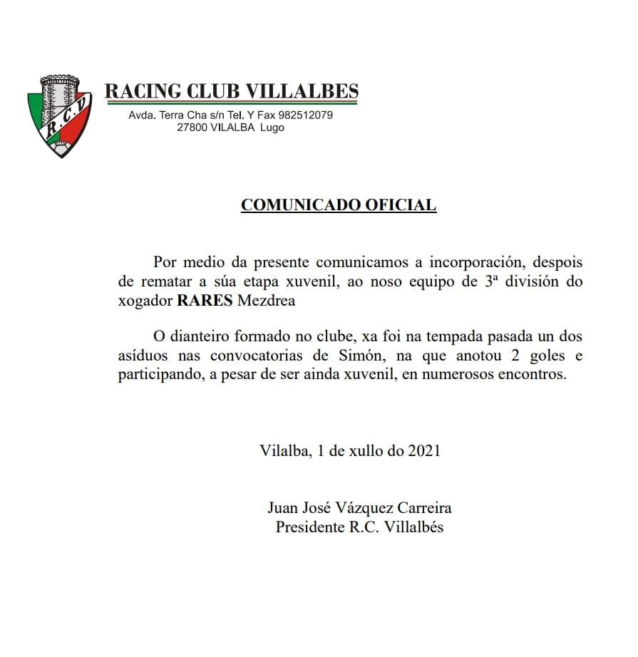 Racing Club Villalbés on X: Rares Mezdrea: Sinto que motivo aos meus  compañeiros de que se pode chegar Lee más en :    / X