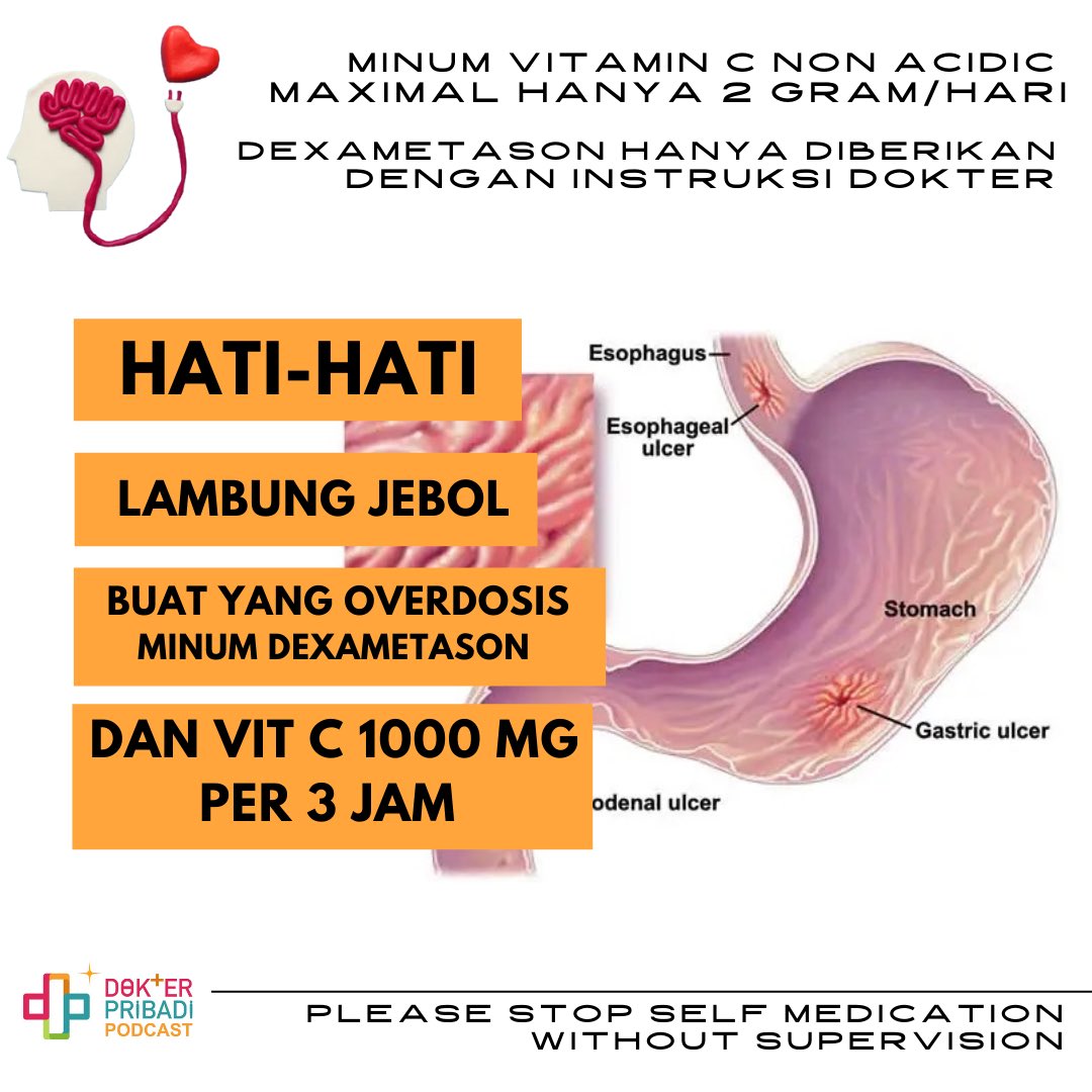 Mohon pada para selebriti, pejabat publik, influencers yg terhormat…HENTIKAN promosi untuk mengobati sendiri dgn OBAT dan DOSIS yang berasal dari ANTAH BERANTAH..

Vitamin C yang tidak memiliki lapisan pelindung ramah lambung, maksimal dikonsumsi hanya 2x 500 mg