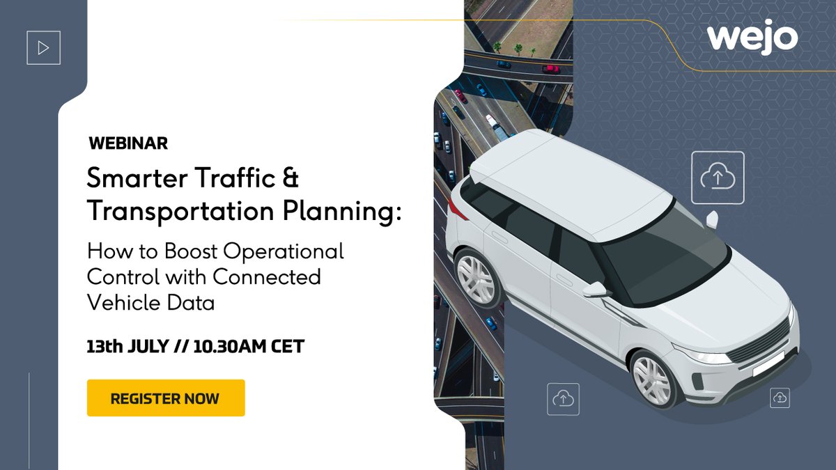 wejoHQ's tweet photo. Join our webinar on 13th July to learn how connected vehicle data (CVD) can help organisations in Europe boost operational efficiency, enhance road safety and make more accurate recommendations.

Register for free: https://t.co/7tkMy9uUA5

#connectedvehicledata #connectedcardata https://t.co/kP107EaSgl