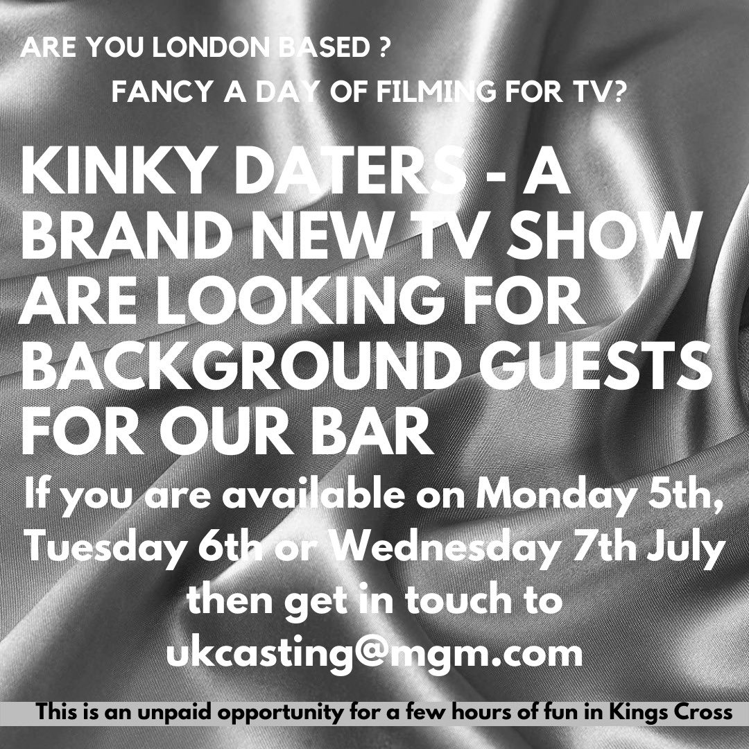 Any London based people up for coming along to some filming next week? We’re looking for background guests to sit in our bar for a brand-new TV show! Email or DM us! 📺🥂🎥