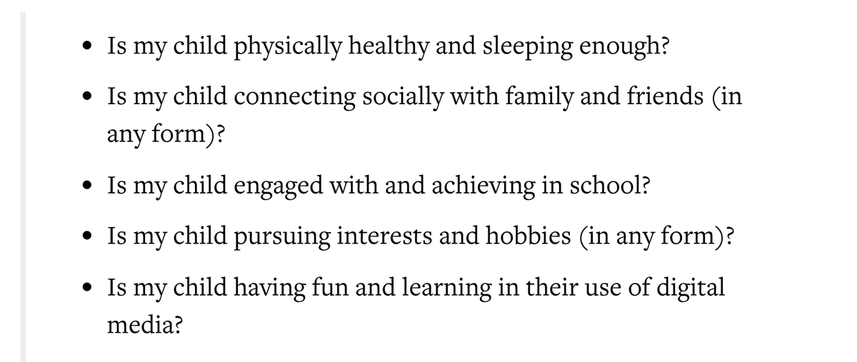 Nice piece quoting our <a href="/Livingstone_S/">Sonia Livingstone</a> <a href="/aliciablumross/">Alicia Blum-Ross</a> recommendations to #Parents on #ScreenTime

Ask yourself these questions, to observe your child instead of the clock. And if the answers are all 'yes', then perhaps stop worrying! #P4DF

greatergood.berkeley.edu/article/item/h…