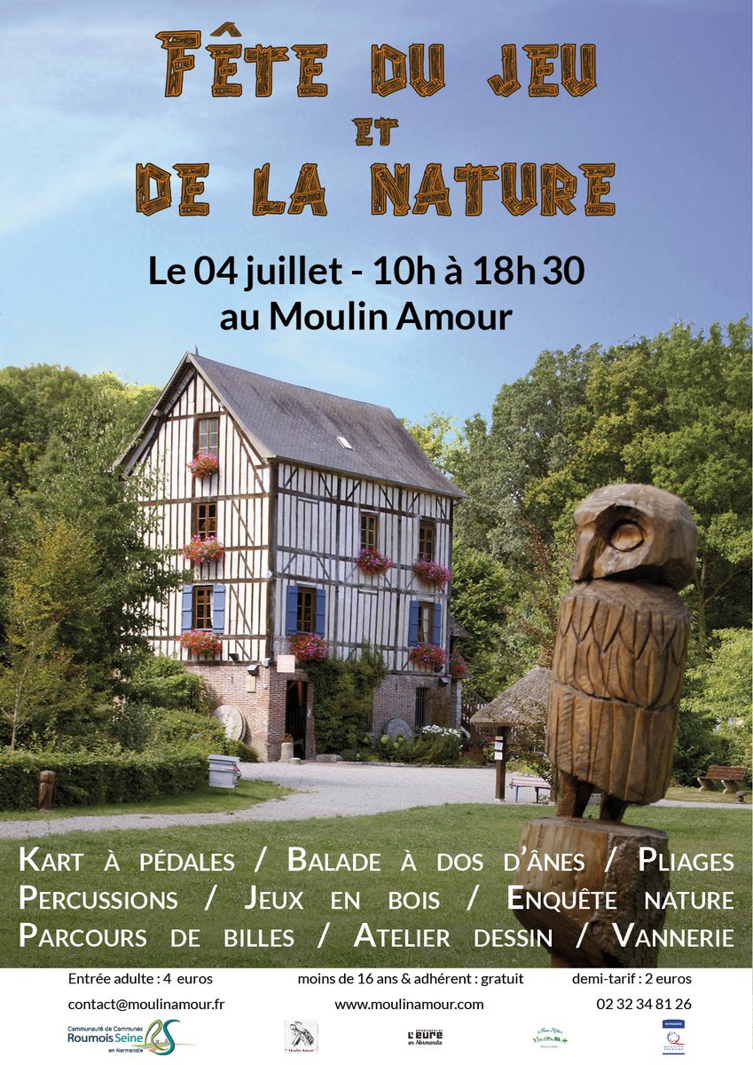 RoumoisSeine's tweet photo. Le Moulin Amour se transforme en aire de jeux dimanche 4 juillet de 10h à 18h30. Contact 02 32 34 81 26 @euretourisme @Normandie #Oison https://t.co/pJnt0pQDHx