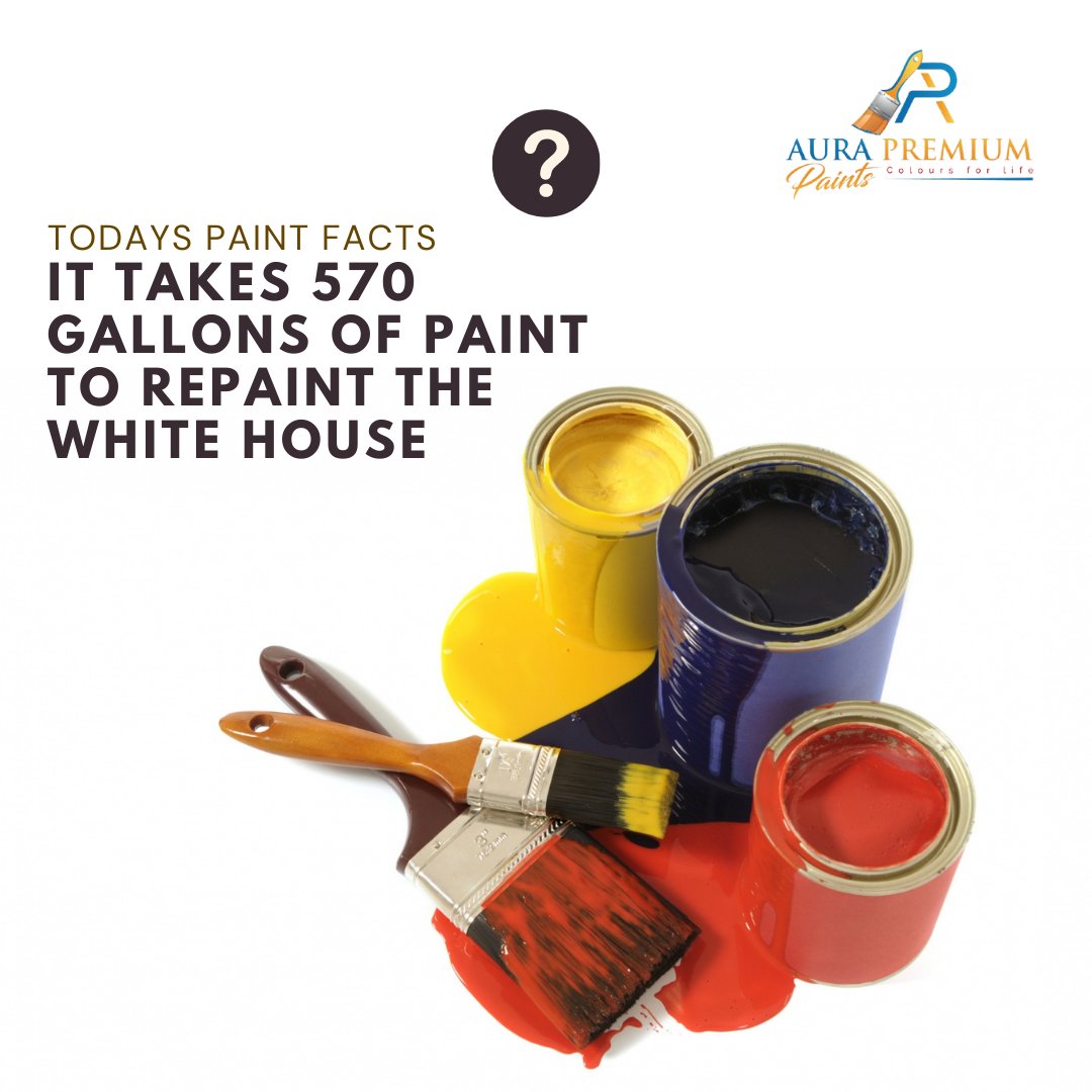 aura_paints's tweet photo. Did you know that it takes 570 Gallons of Paint to Repaint The White House.
#FridayFacts #FunFactsFriday https://t.co/qBpKyRM0zD