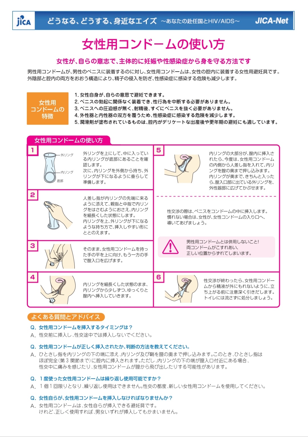 かずみみみ はじめてすぎてネットで調べてみたら Jicaが正しい使い方をお知らせしてた つけるの大変そう ってのが正直な感想だけど 女性が主体的に選択できる避妊法としては大事ね 性感染症予防は男性用より高いのと パートナーが