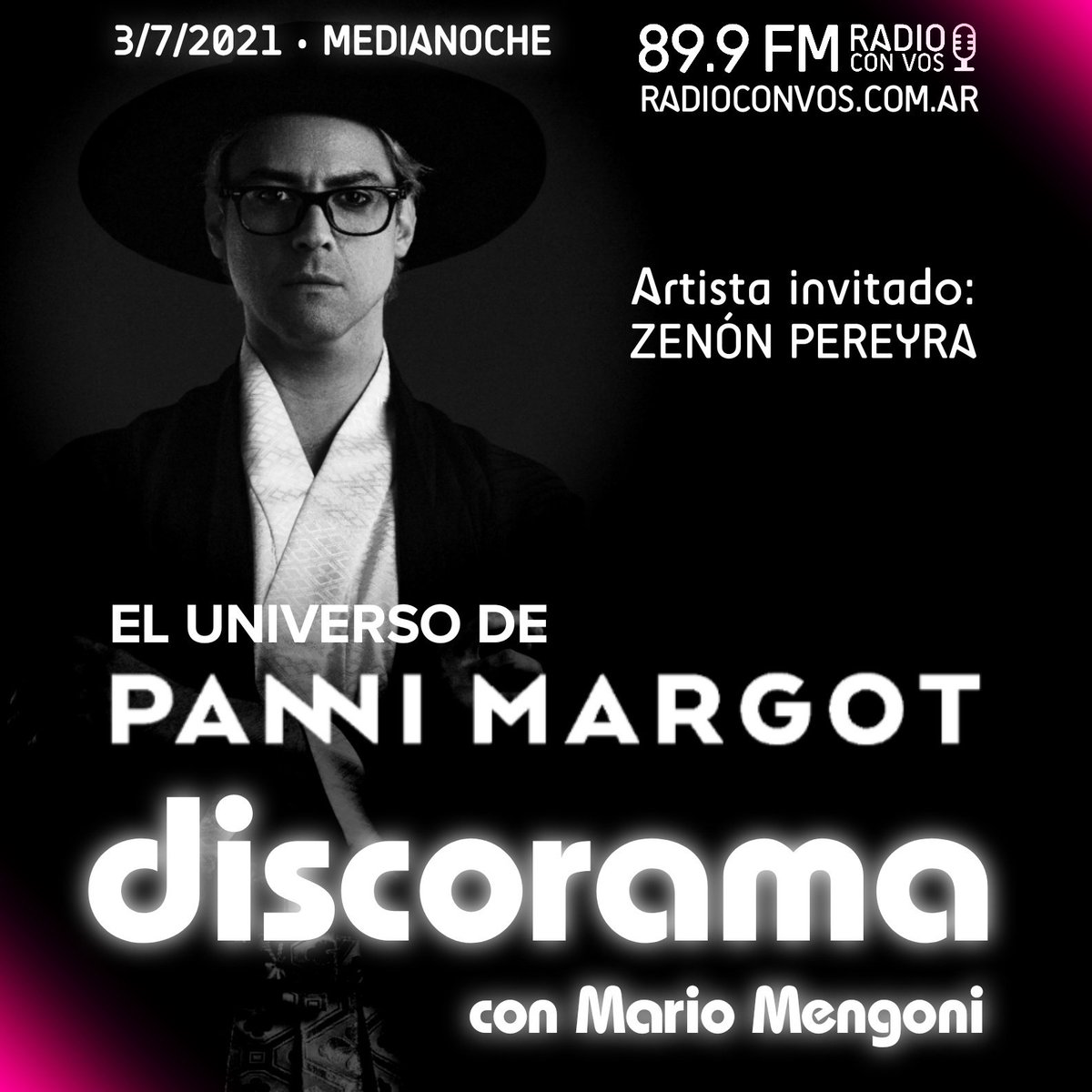 👉El sábado en DISCORAMA: Una entrevista al diseñador <a href="/Panni_Margot/">Panni Margot</a>; el megamix de las pistas de <a href="/mareante/">Gustavo Lamas</a>; presentamos a #ZenonPereyra y muchos estrenos disco&amp;house🎧. 👉3 de julio, medianoche (AR) por FM 89.9 <a href="/radioconvos899/">Radio Con Vos 89.9</a> Radioconvos.com.ar