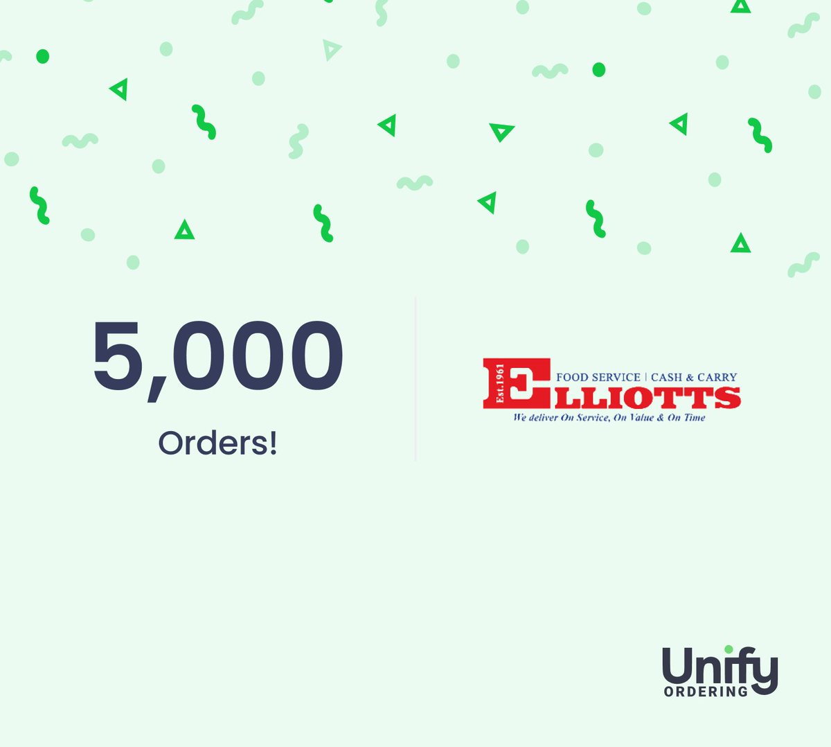 UnifyOrdering's tweet photo. Congratulations 🎉 to @ElliottsDublin  for reaching their 5000th order on UnifyOrdering💡
•
Elliott’s is a family run business "Delivering On Service, On Value &amp; On Time" 👏
.
#UnifyOrdering #supportlocal https://t.co/jd0KWGbmlH