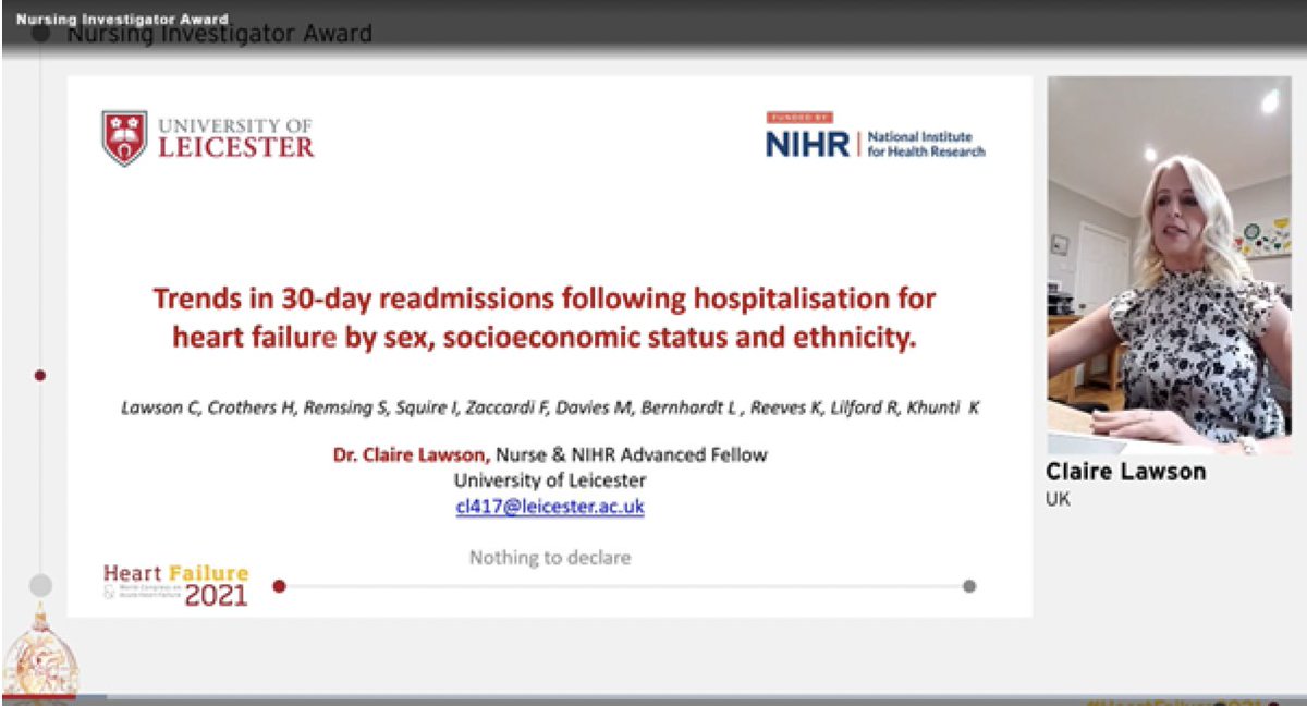 Prof Kamlesh Khunti (@kamleshkhunti) on Twitter photo Really proud to announce <a href="/Claire_A_Lawson/">Claire Lawson</a> from our <a href="/LRWEUnit/">Leicester Real World Evidence (LRWE)</a> won the Nurse Investigator award at <a href="/escardio/">European Society of Cardiology</a> Heart Failure Association
last night & they highlighted our heart failure readmissions study in their closing 'highlights' session 👏👏👏
<a href="/amibanerjee1/">Prof Amitava Banerjee💙</a> <a href="/AnastasiaSMihai/">Dr Anastasia Mihailidou FAHA FCSANZ FESC</a> Really proud to announce <a href="/Claire_A_Lawson/">Claire Lawson</a> from our <a href="/LRWEUnit/">Leicester Real World Evidence (LRWE)</a> won the Nurse Investigator award at <a href="/escardio/">European Society of Cardiology</a> Heart Failure Association
last night & they highlighted our heart failure readmissions study in their closing 'highlights' session 👏👏👏
<a href="/amibanerjee1/">Prof Amitava Banerjee💙</a> <a href="/AnastasiaSMihai/">Dr Anastasia Mihailidou FAHA FCSANZ FESC</a>