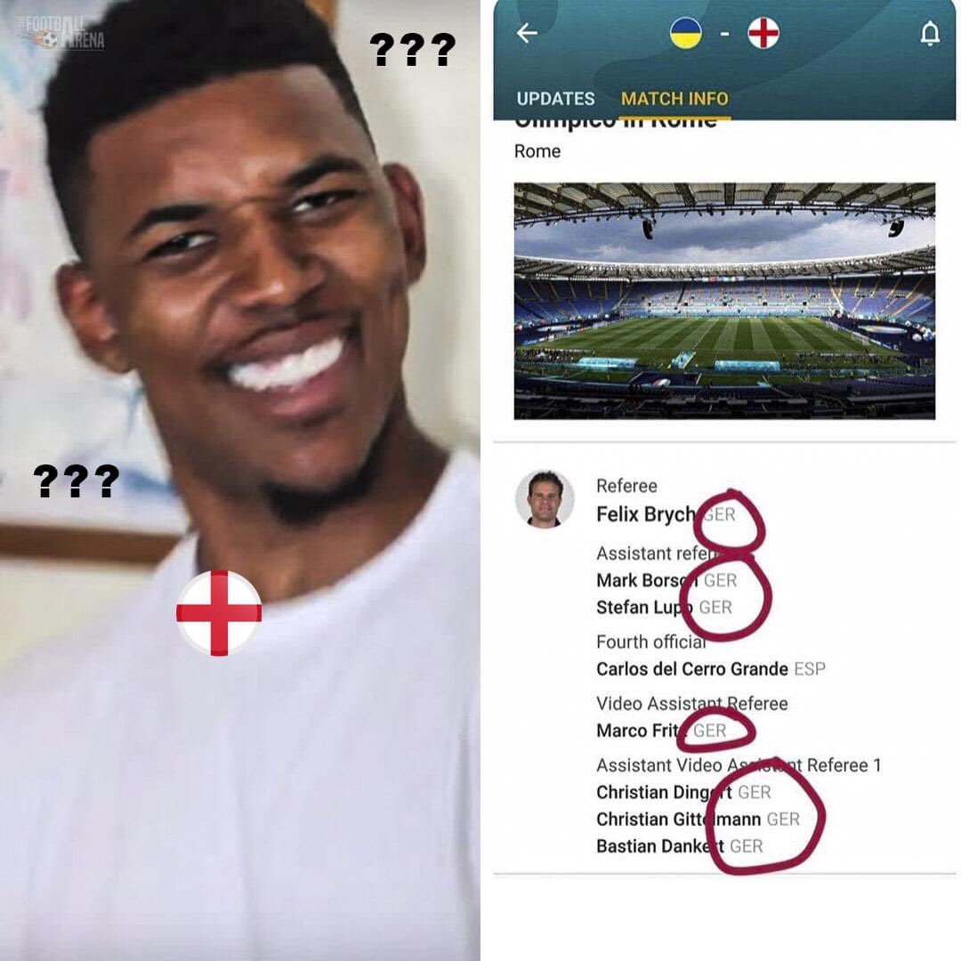 GLOCK___40's tweet image. The referee and officials for Ukraine v England on Saturday have been announced. 😂😂