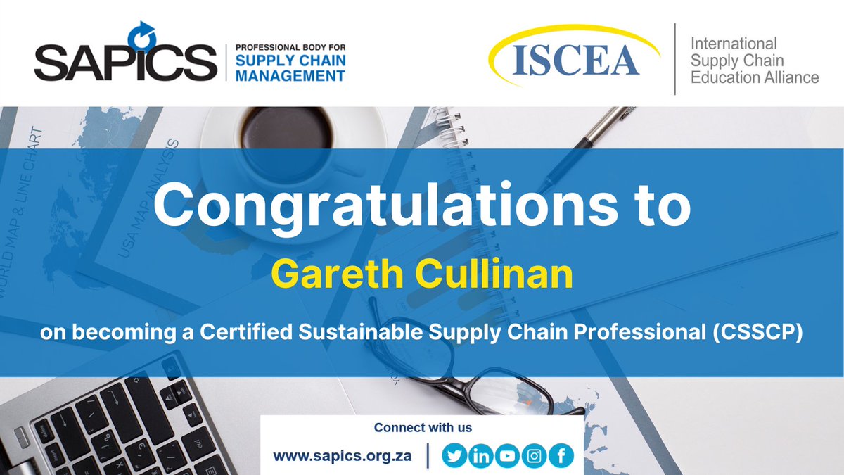SAPICS01's tweet photo. Congratulations to Gareth Cullinan on becoming a Certified Sustainable Supply Chain Professional (CSSCP)
@ISCEA
#SAPICS #educationmatters #CSSCP #africaresponds #education https://t.co/7k8wqkHm7u