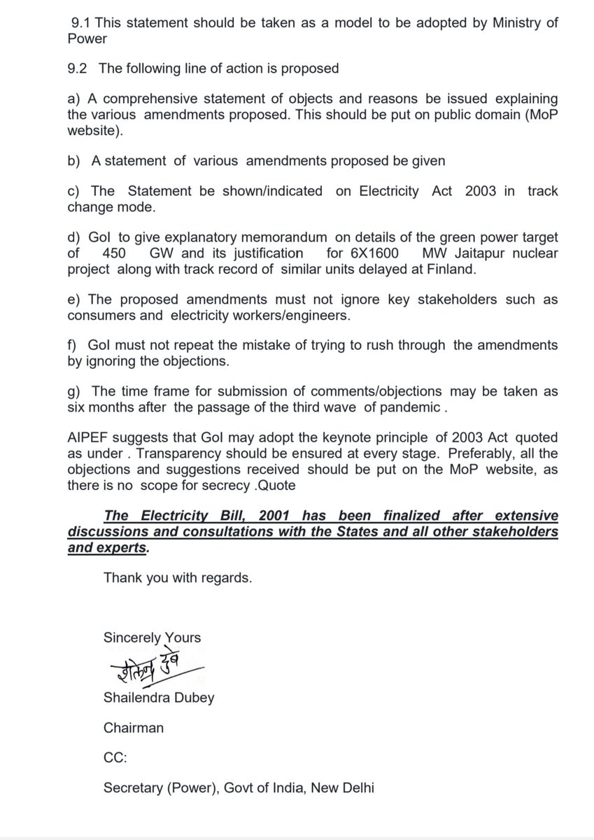 AipefIndia's tweet photo. @narendramodi
@PMOIndia
@RajKSinghIndia
@MinOfPower
#savepowersectorindia
AIPEF letter to Prime Minister &amp; Union Power Minister urging not to place Electricity (Amendment) Bill 2021 in coming Monsoon Session of Parliament. https://t.co/bqlY7bNt5v