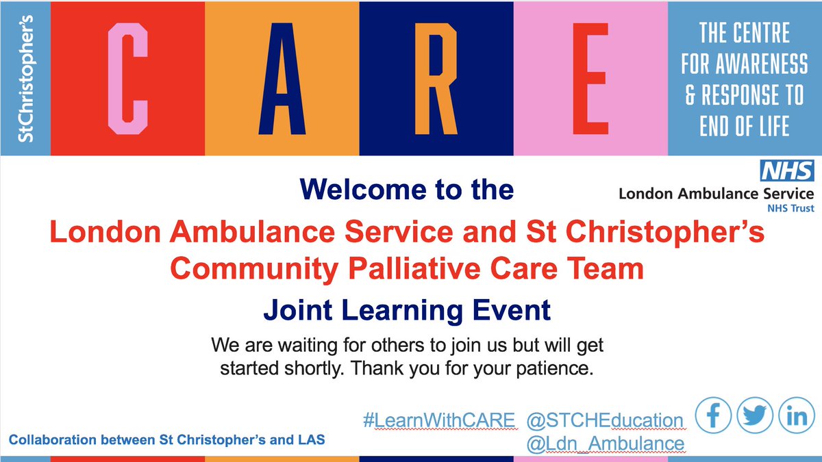 What a wonderful opportunity for shared learning across organisations. Case based discussions for Ambulance Clinicians &amp; Community Palliative Care, all supported by @stcheducation. Hopefully education will be back in person soon!#LearnWithCARE <a href="/Ldn_Ambulance/">London Ambulance Service</a> <a href="/StChrisHospice/">St Christopher's</a>