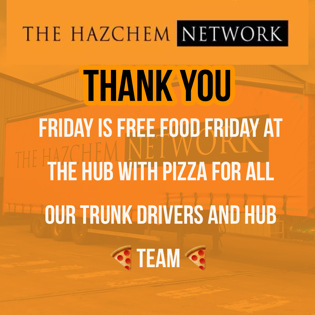 As a way of a small THANK YOU to all our hard working trunk drivers and hub team during this incredibly busy time tonight will be #freefoodfriday at the hub with pizzas for all #ThankYou #keepgoing