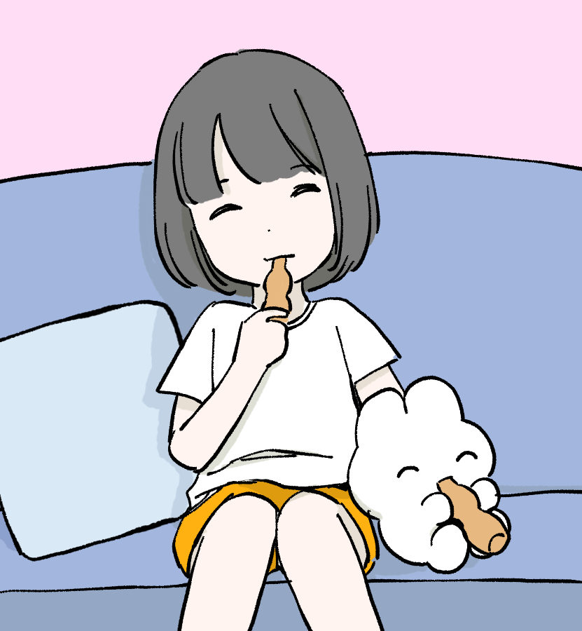 「パピコはんぶんこ 」|やさうさちゃんのイラスト