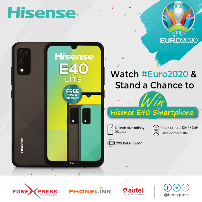 fonexpress's tweet photo. Take a photo of any of the #Euro2020 Quarter Final matches showing a Hisense pitch side billboard behind a player in possession on a ball. Tweet the photo with #HisenseMobile &amp; #Euros2020 tags for a chance to win one of the 10 balls or a Hisense E40 lite Phone . T&amp;Cs apply ^MC