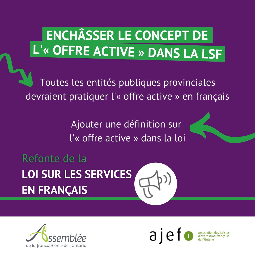 ⁉️Comment le processus de désignation en vertu de la Loi sur les services en français peut-il être amélioré pour les prestataires de services et pour les bénéficiaires de services?🤔
Pour répondre, suivez ce lien 👉bit.ly/3h4XK9G