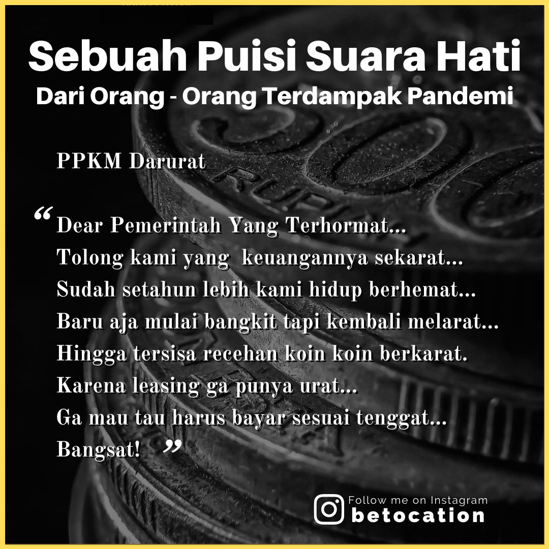 betocation1's tweet photo. Yang blm pernah dapet bansos angkat tangan nya......
Kita satu frekuensi....
#ppkmdarurat
#kusut
#PPKM
#JokoBerubah
#tantekesepian https://t.co/Xs28SFFmgY
