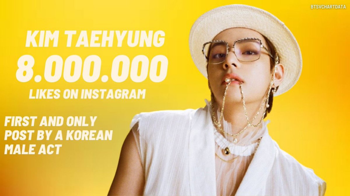 BTSVChartData's tweet photo. Taehyung’s Butter teaser photo has surpassed 8,000,000 likes making it the First And Only Instagram post by a Korean Male Idol to achieve this! #8MHeartsForTae https://t.co/qQpRu8qsXs