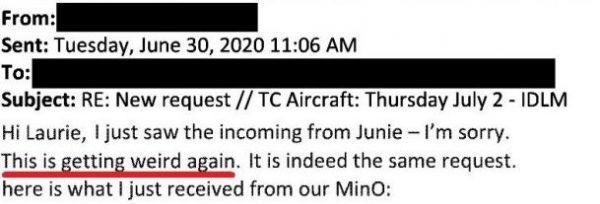 mindingottawa's tweet photo. DOCUMENTS: #CarbonTax advocate @DiLebouthillier had gov't plane fly empty 2,200km so it could taxi her to PR event in her own riding. “This is getting weird again.”  https://t.co/v7M0NcceEg #cdnpoli @CanRevAgency @BernardBoutin1 https://t.co/Asg8Ojpx9j
