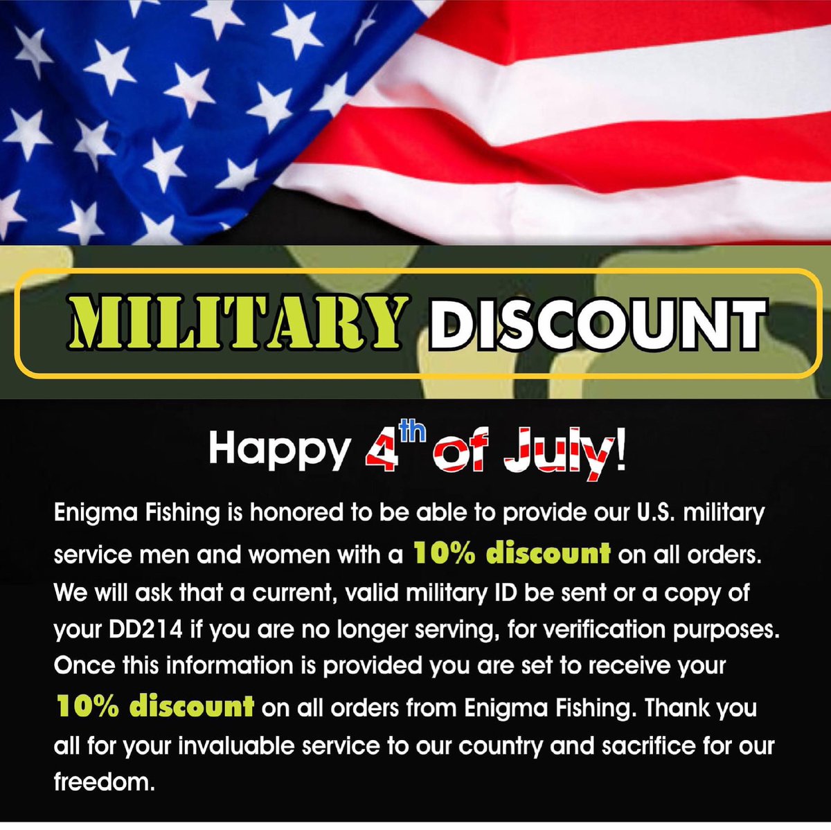 cboringfishing's tweet photo. If your military or a veteran that loves to fish, check out the tournament grade rods at Enigma Fishing. Price point is affordable and they have a lifetime warranty!
https://t.co/ddQT9HJdBG
Tell them I sent you!
#enigmafishing #teamenigma #castcatchrepeat #enigmafishingrods https://t.co/sZmfEe6n0H