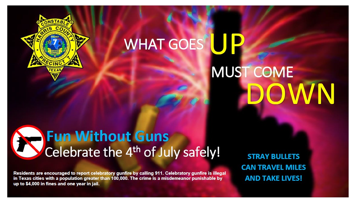 Celebrate the 4th of July safely! Residents are encouraged to report celebratory gunfire by calling 911.