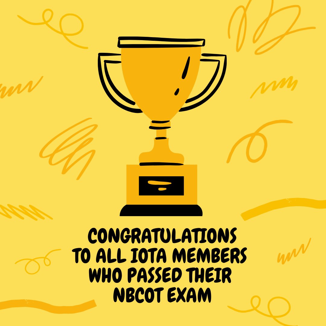 Congratulations to all new OTRs &amp; COTAs who found out they passed their NBCOT today!
IOTA is here to support you! Be sure to update your contact information &amp; check out inota.com for networking, CEU opportunities, &amp; resources to help you as you enter the workforce!