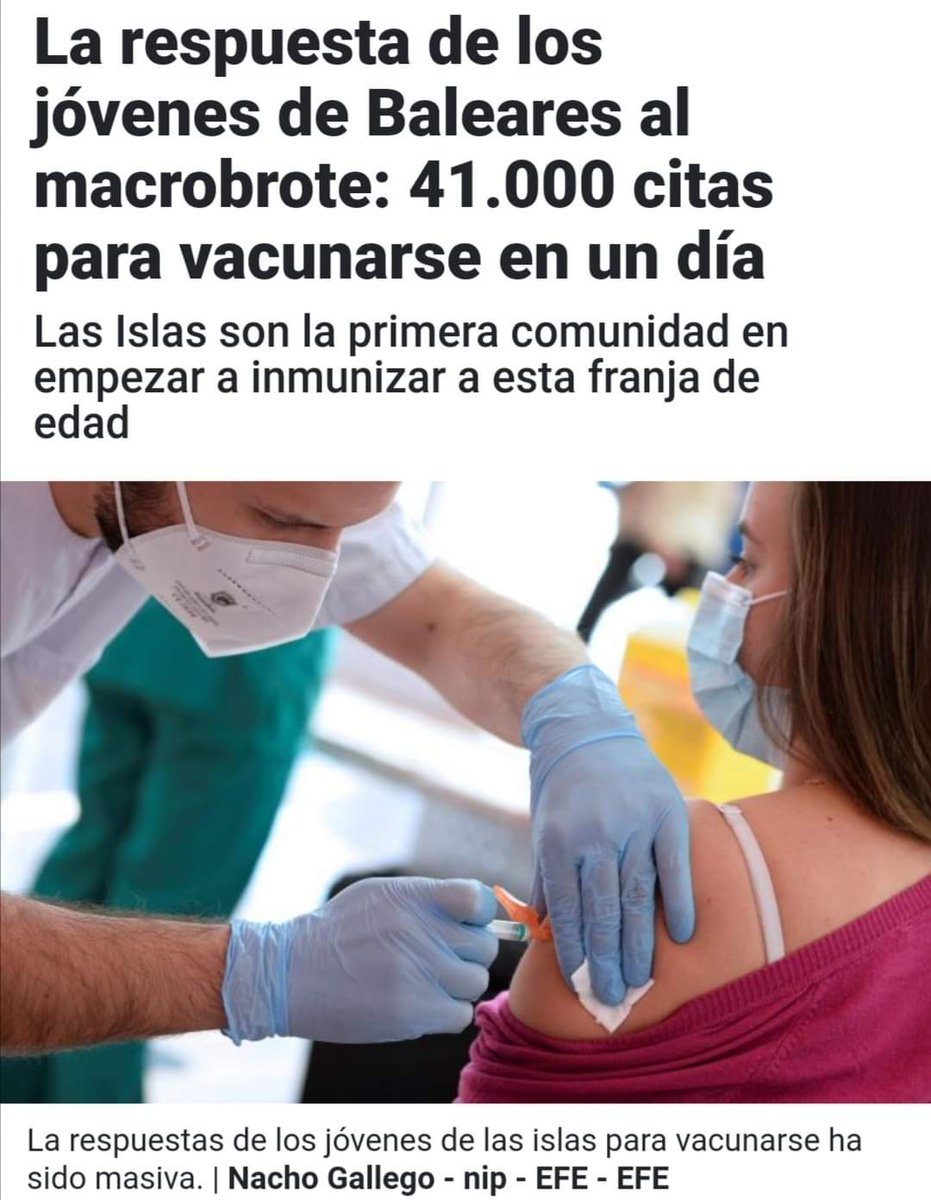 DjWalls's tweet photo. @PPaulCharles @ThePCAgency Balearics vaccinating the ages  16-29 already in a few days 41k have got it, the spikes are two isolated incidents one in Mallorca and one in Menorca, only cases, no hospitalisations, soon will be stabilised 💪 https://t.co/1CdurTLmo7