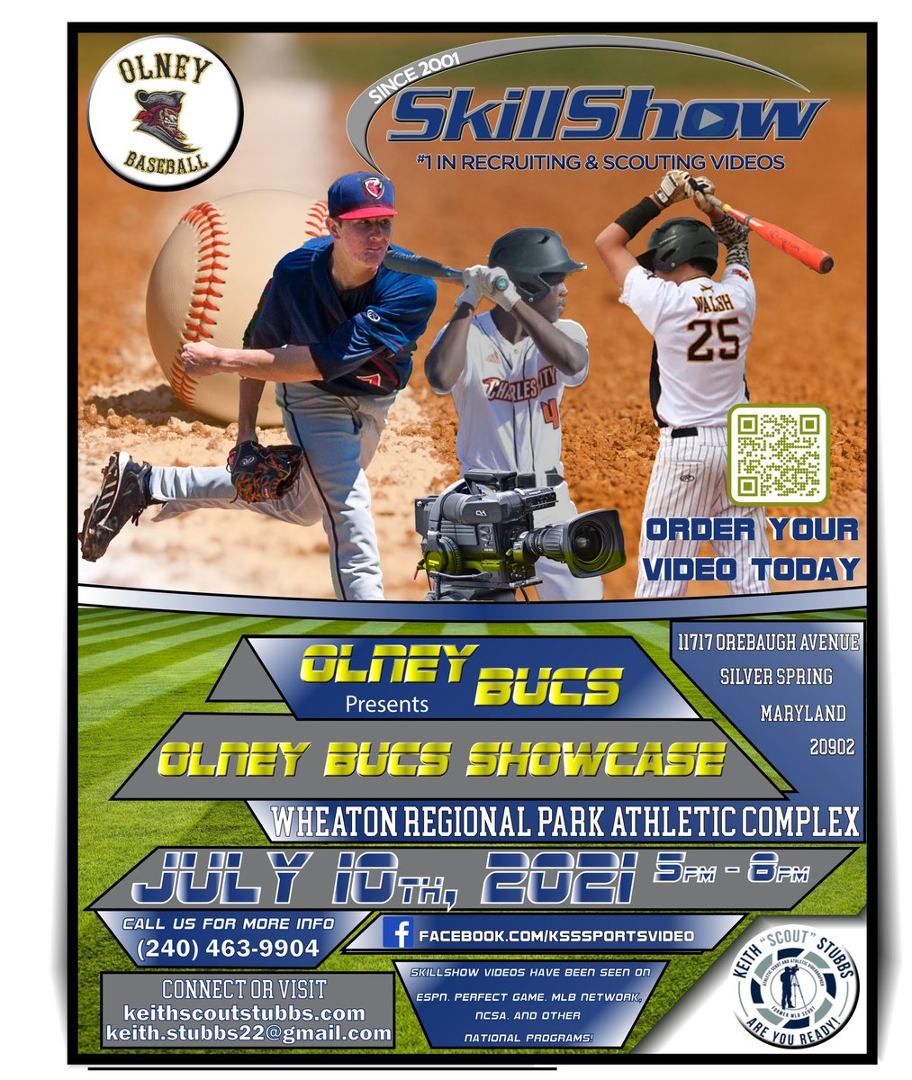 Keith “ Scout” Stubbs (@keithstubbs18) on Twitter photo Hello Everyone, on July 10th, 2021 from 5-8 pm SkillShow will be conducting scouting videos at the Olney Bucs Showcase at the Wheaton Regional Park Athletic Complex!
Hey Keith Come Scout Me!
Contact me @ keith.stubbs@gmail.com, visit keithscoutstubbs.com
#KeithScoutStubbs Hello Everyone, on July 10th, 2021 from 5-8 pm SkillShow will be conducting scouting videos at the Olney Bucs Showcase at the Wheaton Regional Park Athletic Complex!
Hey Keith Come Scout Me!
Contact me @ keith.stubbs@gmail.com, visit keithscoutstubbs.com
#KeithScoutStubbs