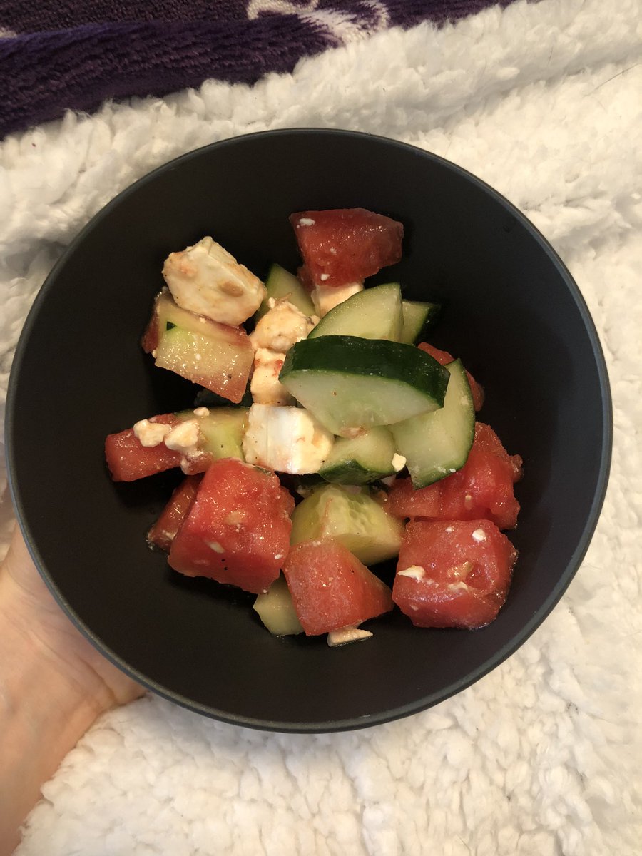 Vale_R89's tweet photo. One of my favorite recipes in the summer, watermelon cucumber feta cheese salad 🤩🤩😍😍 @CBCookingClub_ https://t.co/N3WYVxNqaE