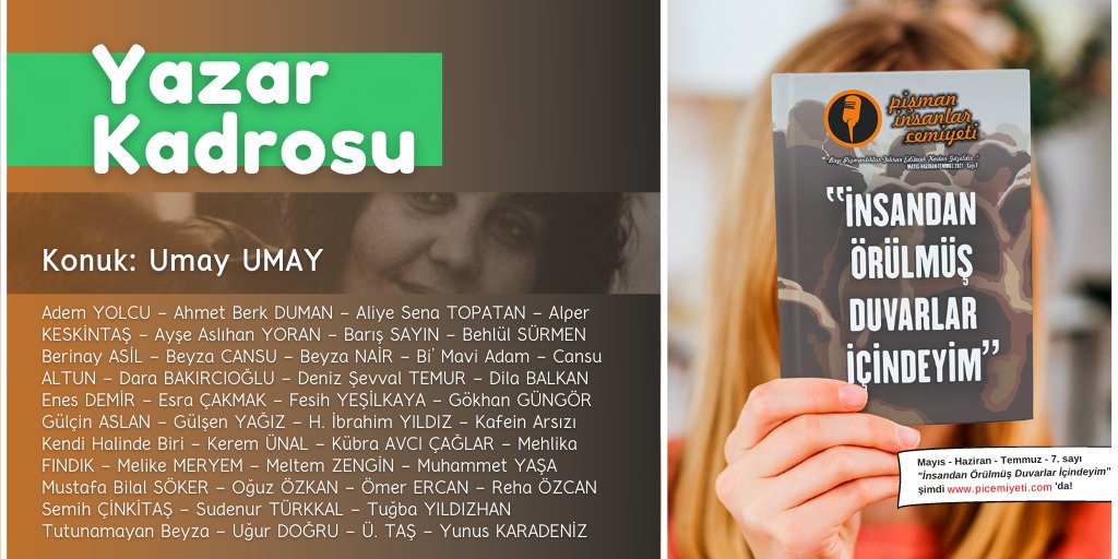picemiyeti's tweet photo. "insandan örülmüş duvarlar içindeyim..." Pişman İnsanlar Cemiyeti dergisinin 7. sayısı ünlü olmasa da dinleyicilerinden oluşan yazar kadrosuyla çıktı!  #picemiyeti https://t.co/atVd1KXyfd https://t.co/ViifCMWxdc