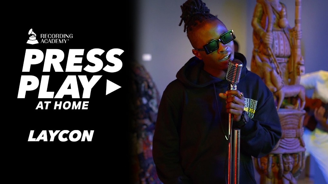 MobilePunch's tweet photo. Laycon’s Performance For Grammy Recording Academy Thrills Fans

The last winner of #BBNaija, Olamilekan Agbeleshe aka Laycon has thrilled fans with his performance for Grammy Recording Academy’s Press Play At Home show.
He performed his song, “All over me.” https://t.co/wswMkBpfhM