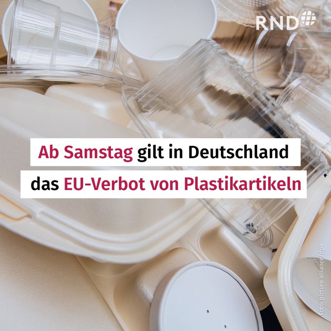 Ab diesem Samstag greift in Deutschland ein #EU-weites Verbot, das Plastikgeschirr und andere Einwegartikel<a href="/tag/eu"class="tags">#EU</a><a href="/tag/plastik"class="tags"><span>#plastik</span></a>