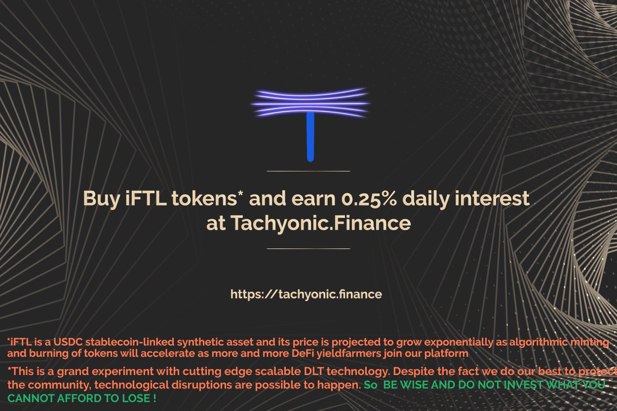 SupportYld's tweet photo. Launching  Space Travel-theme iFTL synthetic token soon.iFTL of Tachyonic is a deflationary token designed with a set of smart contracts featuring state of the art processing with quadruple precision floating point numbers IEE 754. https://t.co/HgcG22HNtQ