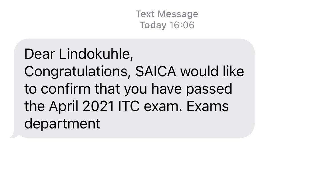 I passed my first SAICA Board exam. ITC done and dusted ❤️🙏🏾