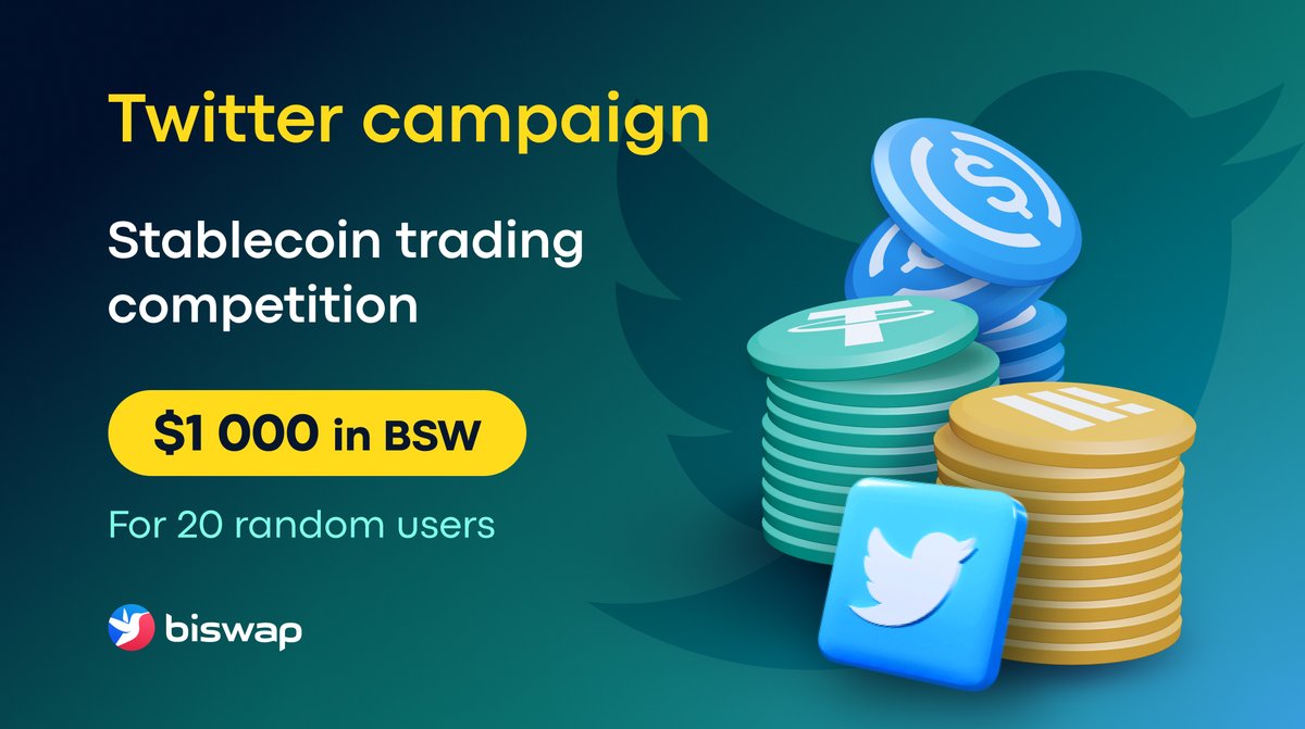 💎$1000 in BSW Twitter Giveaway💎
     BSW Winnings Straight Away!

📆End date: July 9th

❤️&amp;RT this post 
🌟 Follow <a href="/Biswap_Dex/">Biswap</a> 
🌟 Enter your BEP-20 wallet in comments

👉biswap.org/stable_competi…

Maximize #BSW via Stablecoin Trading Competition on #Biswap!

#USDT #BUSD #USDC
