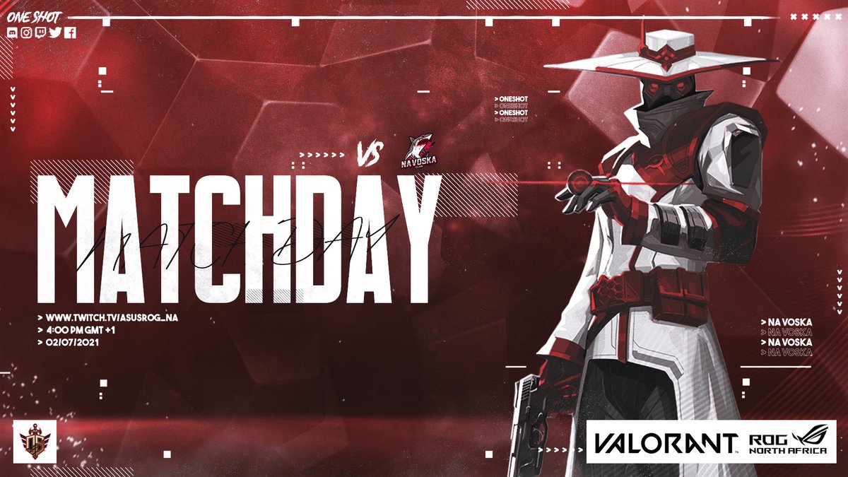 One_ShotEsports's tweet image. MATCHDAY! We are glad to tell you that we are competing in ROG ASUS NORTH AFRICA.
Today we play our first game against Novaska in a BO1 Serie, the match starts at 16:00 GMT +1. We are ready and prepared to dominate this tournament, Wish us luck and cheer for us  .#OSONTOP