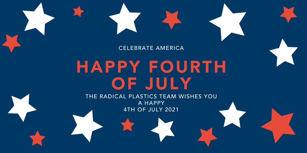 RadicalPlastics's tweet photo. The @RadicalPlastics team wishes you a Happy 4th of July 2021. Celebrate America. 🇺🇸 🇺🇸 🇺🇸  #fourthofjuly #biodegradableplastic https://t.co/IxZ0xRPtOW