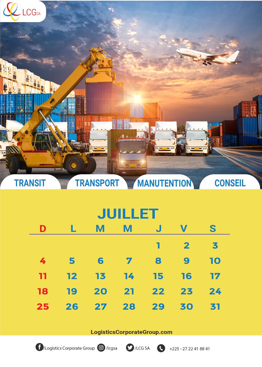 L'équipe de LCG SA vous souhaite un excellent mois de JUILLET
Prenez soin de vous durant ce mois.

#LCGSA
#TailorMadeLogistics
#happyjuly