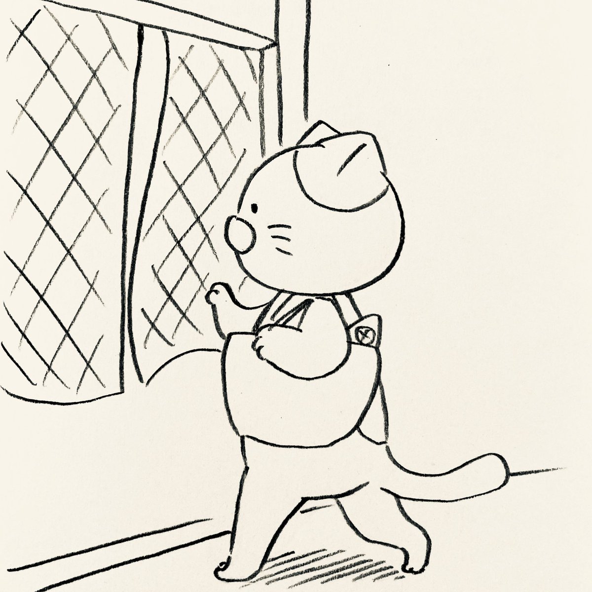なかなかお店に入れないネコ 