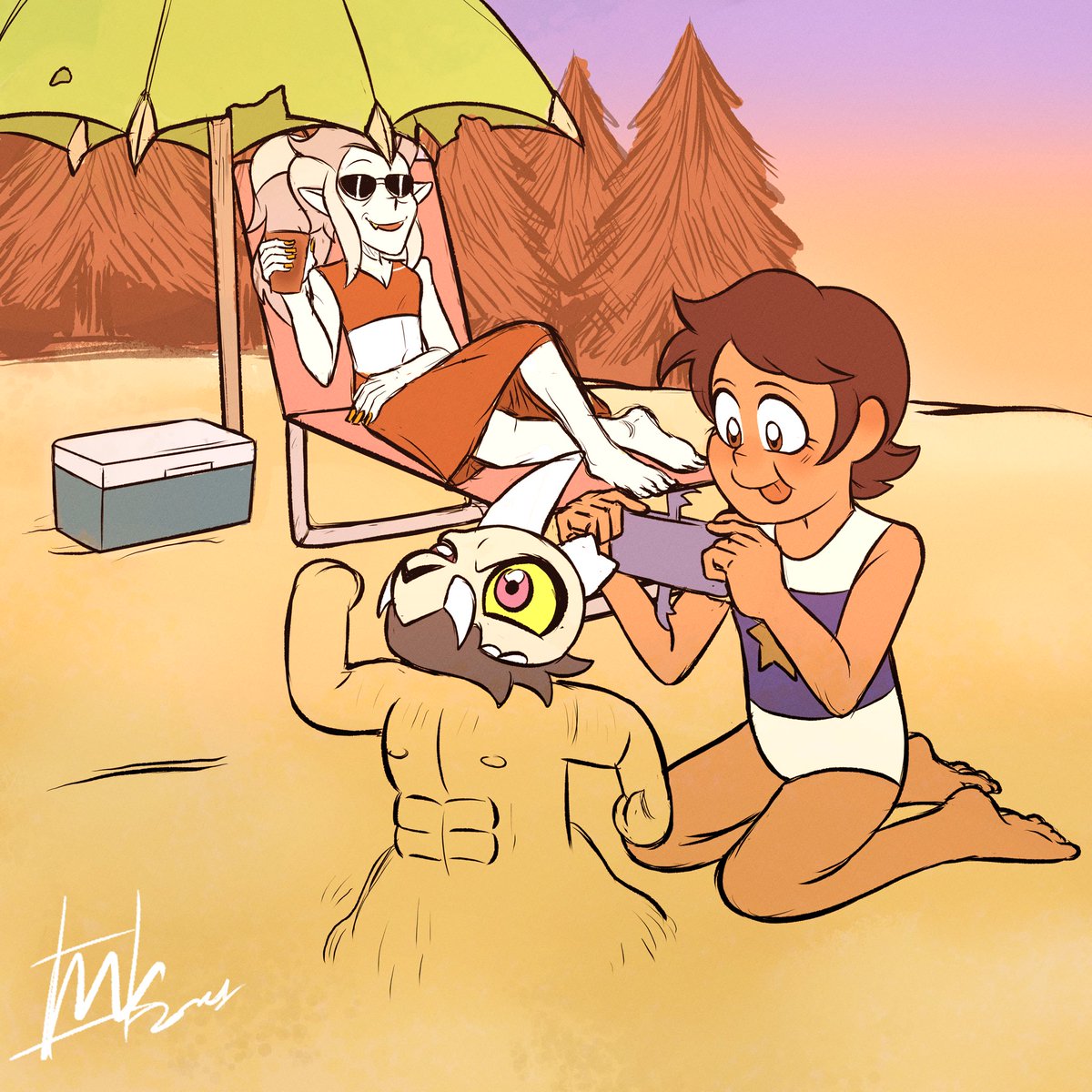 Hello everyone, wanted to tell you guys I’m going on a vacation! Won’t be back until Monday! Anyways, here’s a messy drawing I made of the trio at the beach ^^ 

#theowlhouse #theowlhouseseason2 #digitalart #myart #clipstudiopaint #messydrawing #theowlhouseeda #theowlhouseking