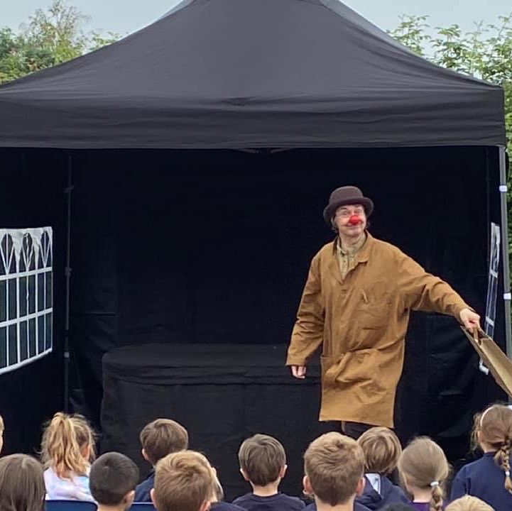 So much fun at Wicklewood primary and nursery school this morning with The Bag that went Boo, first shows outside and so much laughter from all the children.