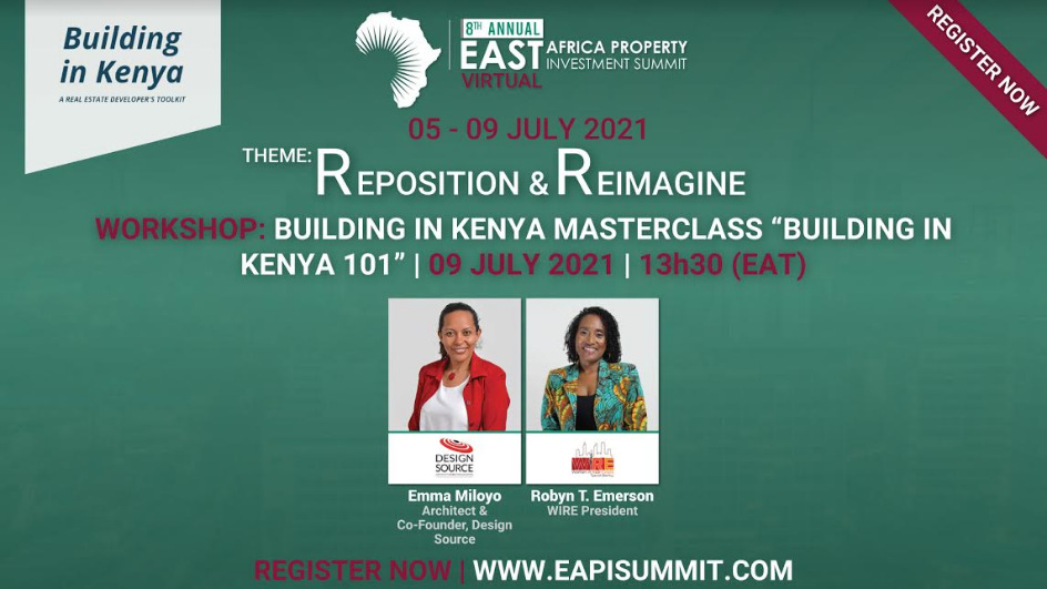 Register for the 8th Annual <a href="/EAPISummit/">EAPI Summit</a>  for workshop by Architect &amp; Director Design Source, <a href="/EmmaMiloyo/">Emma Miloyo</a>  &amp; <a href="/wirekenya/">WIRE KENYA</a> President Robyn T. Emerson <a href="/austexanywhere/">Robyn T. Emerson</a> 
<a href="/buildinginke/">Building in Kenya</a> #Masterclass "Building in Kenya 101"
Register Here: lnkd.in/duUfuAk