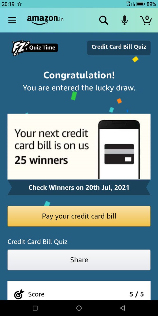 ChintanVanza's tweet photo. #Amazon
@amazonIN
#CreditCardBillQuiz 
I played this interesting Quiz on Amazon-Play games at Amazon FunZone  https://t.co/ov7zDAWJ4s https://t.co/KQzlSShkky