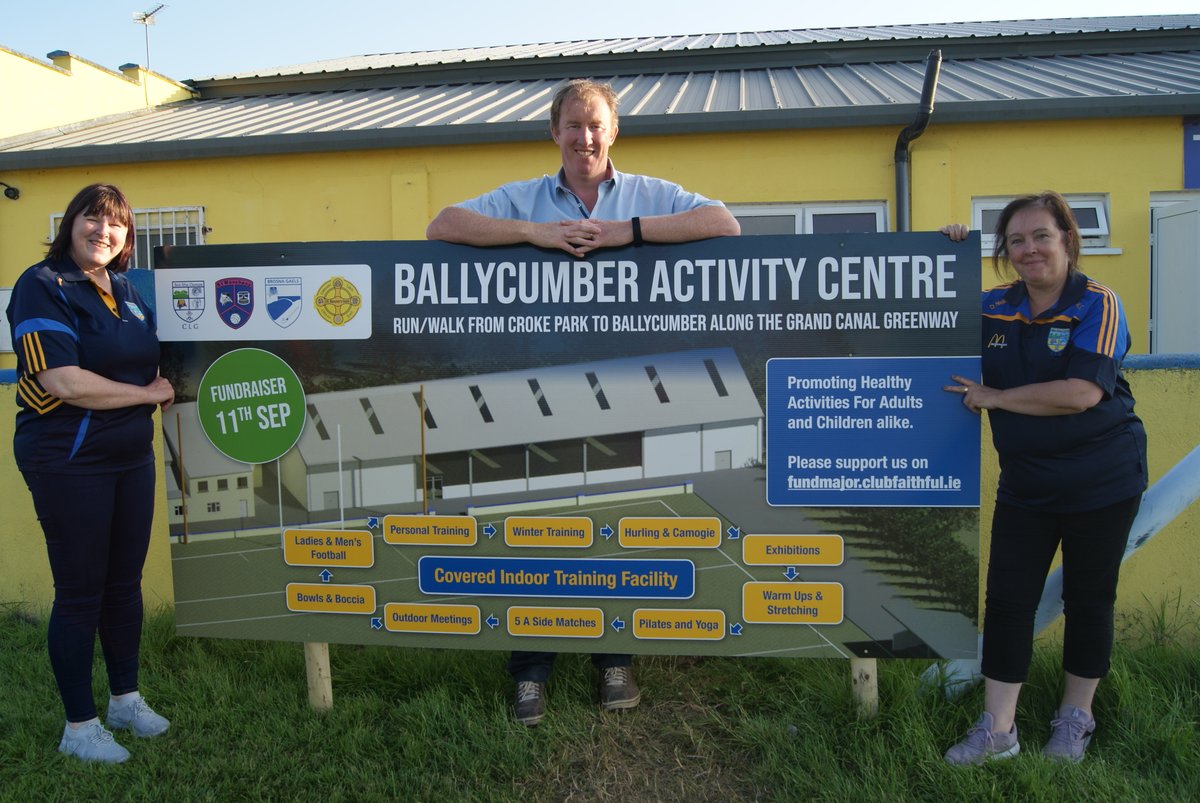 Vincent Minnock, Anne Creevy, Kathryn Quinn at the Launch of the Ballycumber Activity Centre fund raising event in Ballycumber GAA pitch on Thursday 1st July. Please donate at fundmajor.clubfaithful.ie