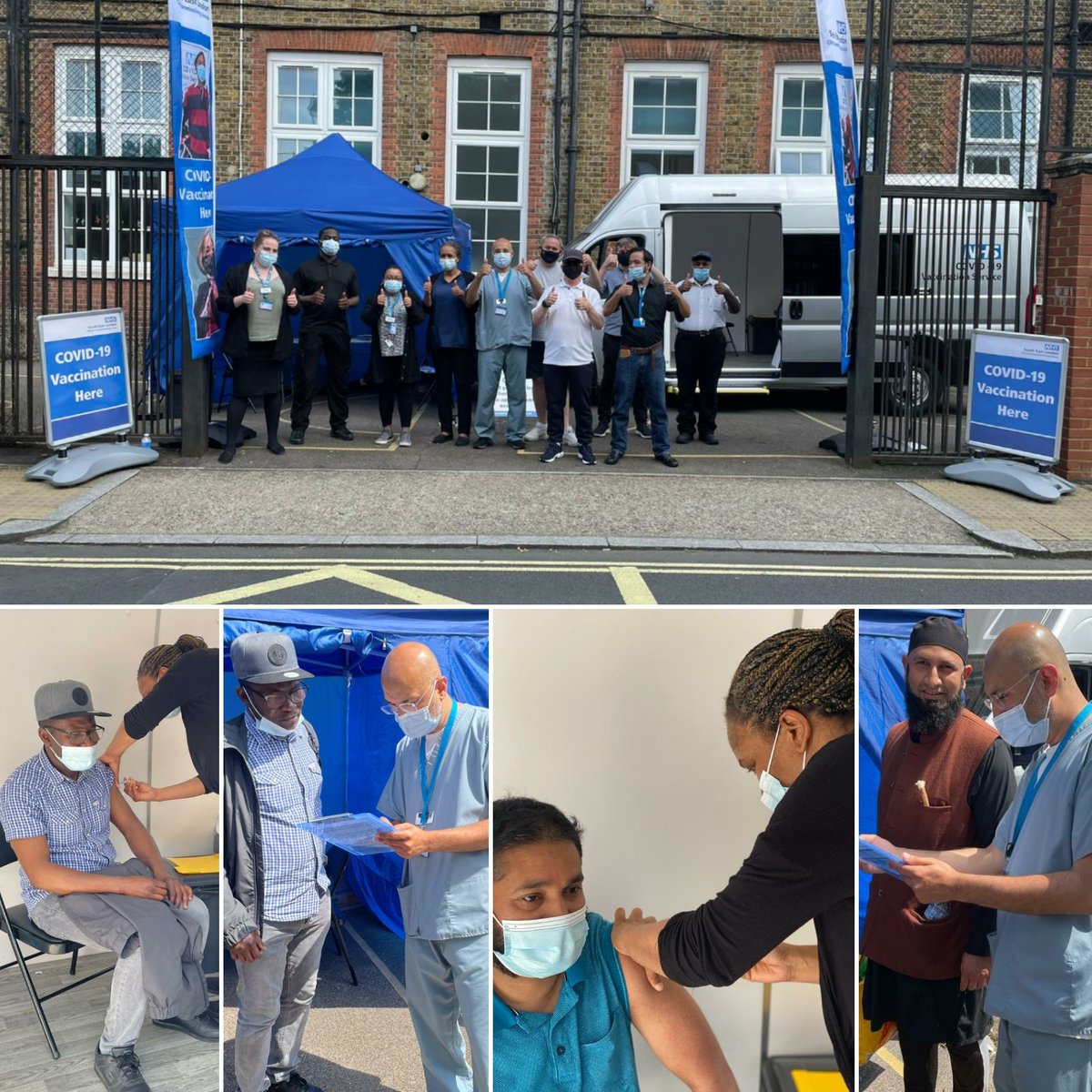 Our #Southwark @ATMedics team delivering #CovidVaccine outside #PeckhamIslamicCentre today - continuing to provide easy access to the vaccine and protecting our local populations. #Peckham #NHS #outreach #vaccinebus