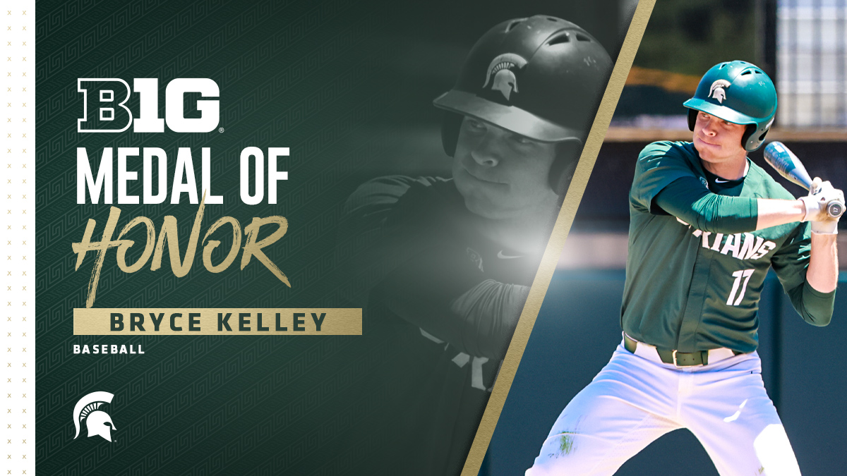 MSUBaseball's tweet photo. 👏👏👏
Congratulations to Bryce Kelley on being the B1G Medal of Honor (Male) recipient!!

Read more about Bryce and all the Spartan Athletics All-Sports Awards⬇️
📰: https://t.co/ZX7qXN8vkD 

⚾️#GoGreen | @Bk14Bryce https://t.co/1zyHZwbMvr