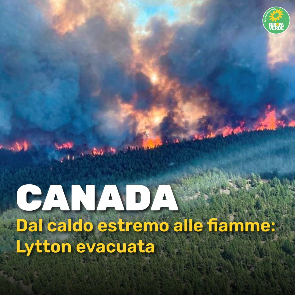 europaverde_it's tweet photo. Dopo aver raggiunto i 49,6°, la città Lytton, #Canada, è in preda a dei violenti #incendi. I cambiamenti climatici non sono uno scherzo. 
Ed è evidente come i potenti del #G20, appena ripartiti da #Matera, non si stiano impegnando abbastanza.

#climatechangeisreal https://t.co/TBjtCtB6py