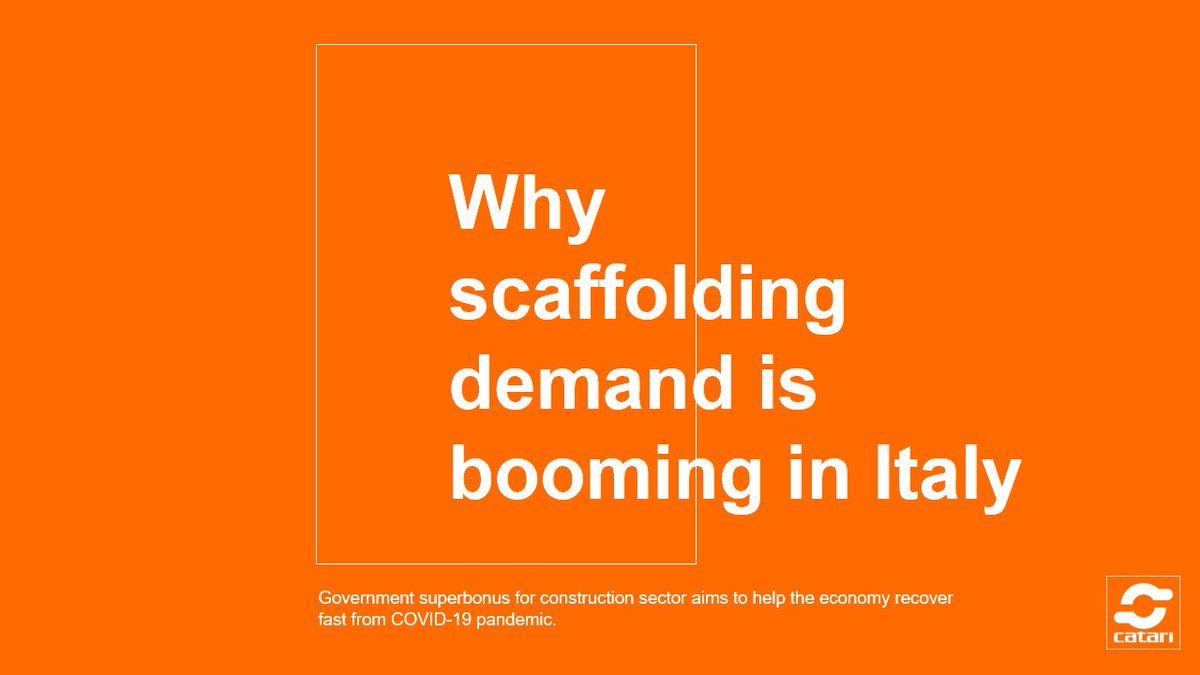 catarigroup's tweet photo. 🇮🇹 Why scaffolding demand is booming in Italy?
Government superbonus for construction sector aims to help the economy recover fast from COVID-19 pandemic.

Complete information regarding the Superbonus 110% at https://t.co/AAwVGi3KcF

#catari #scaffolding #superbonus110 #italy https://t.co/HPQqHtgvGf